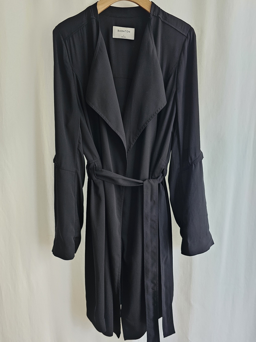 Aritzia Babaton Black Flowy Trench Coat with Belt - Picture 2 of 16